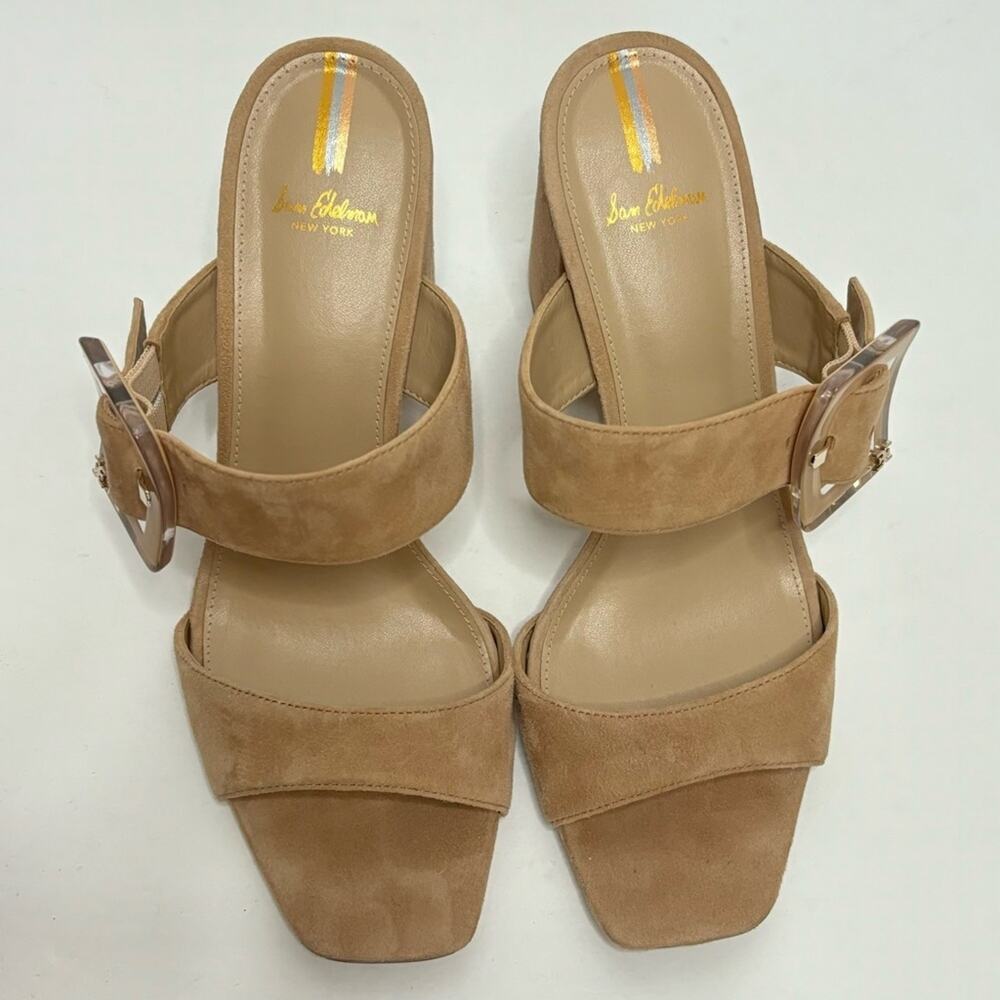 Sam Edelman Dalton Tan Suede Buckle Strap Block Heel Sandal 10 - Picture 2 of 12